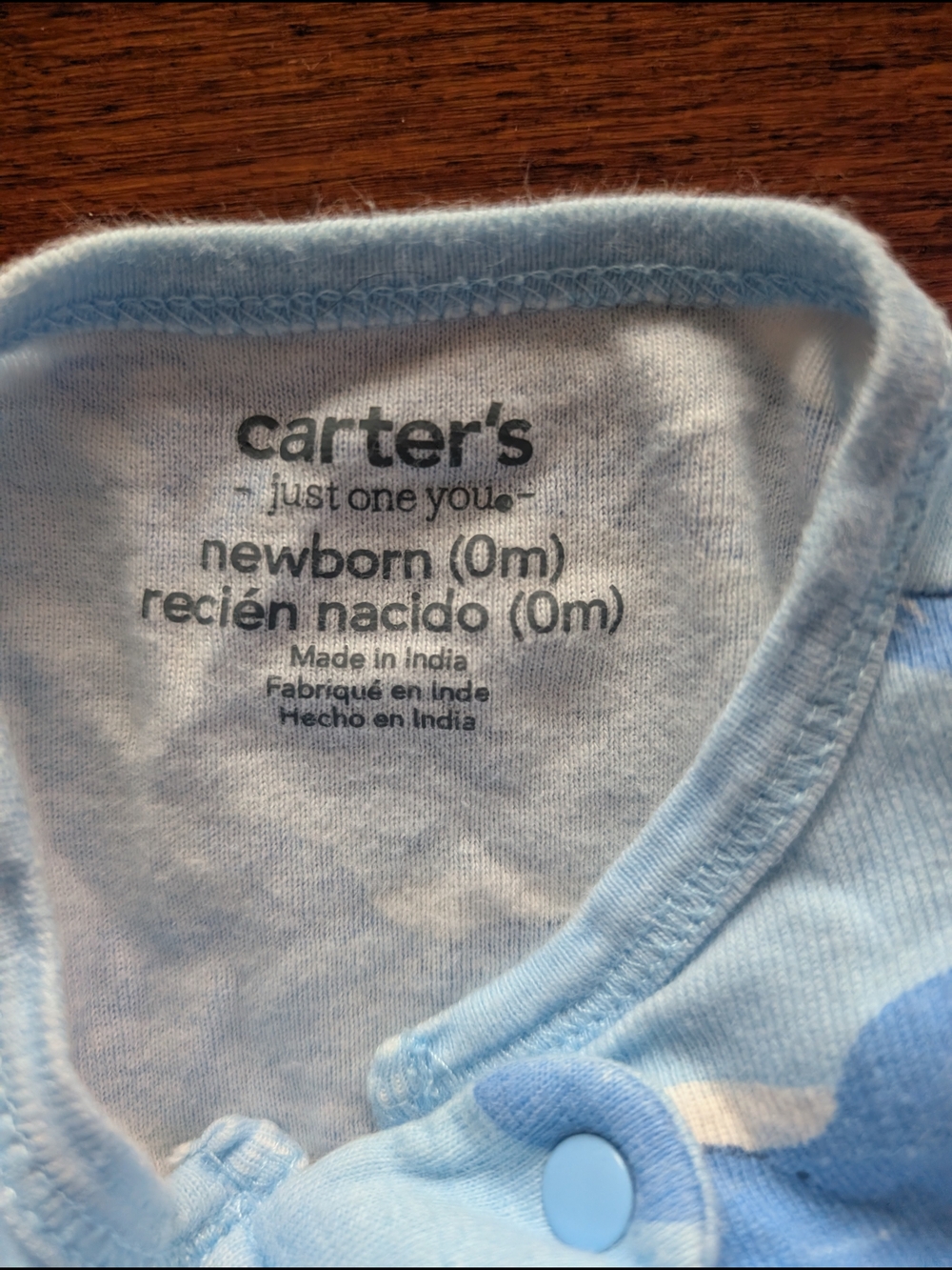 Carter's Light Blue Whale Print Zip Footed Baby One-Piece - Picture 2 of 2